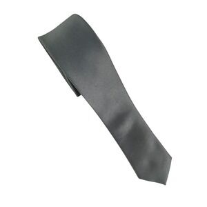 VTG Bergamo New‎ York Mens Tie Solid Charcoal Grey Satin Skinny Slim 58x2